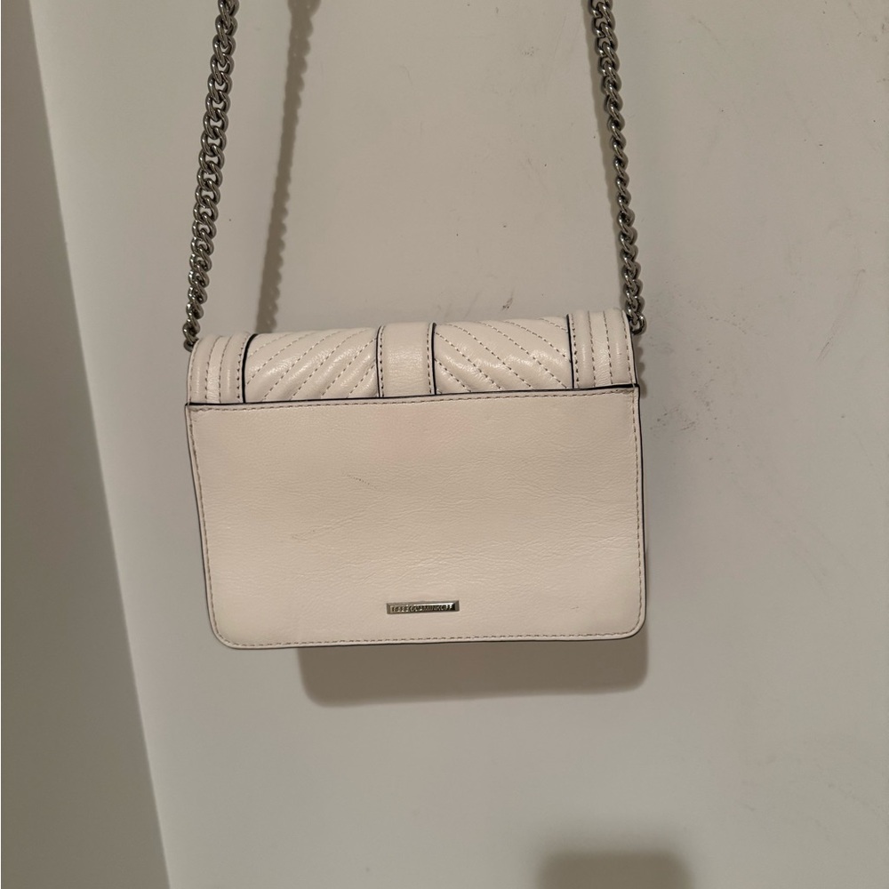 White Quilted Crossbody Bag with Chain Strap